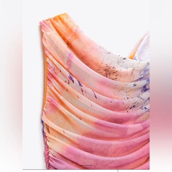 Zara dress mini drapped tulle bleach effect summer party night out - Picture 8 of 9